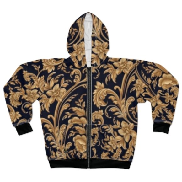 Baroque Floral Zip Hoodie - Picture 2 of 3